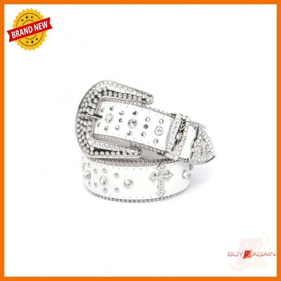 Rhinestone Western Belt Leather Cross Design 1.5in Unisex 29-45in main image 4